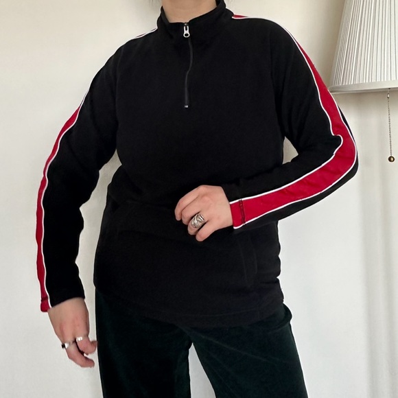 3/50$ Vintage sweatshirt size large / red fleece/ Turtleneck long sleeve - Picture 1 of 8